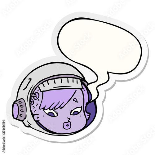 cartoon astronaut face and speech bubble sticker