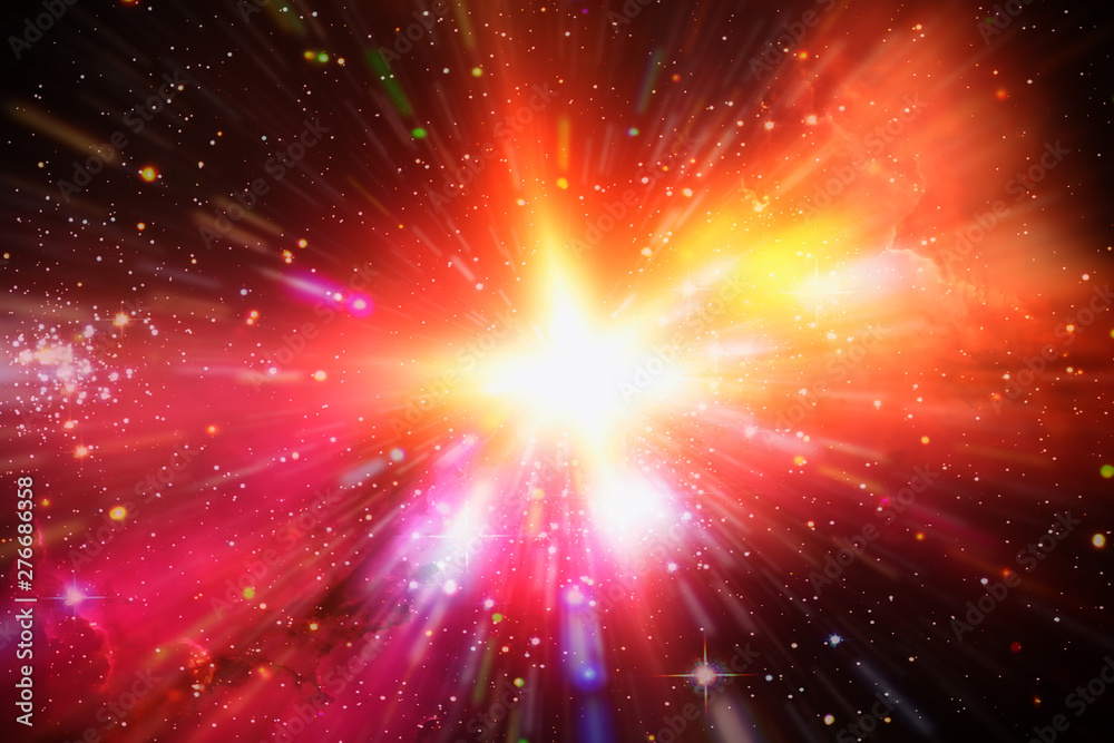 Abstract background of light explosion. Starburst. Sunbeams. The elements of this image furnished by NASA.