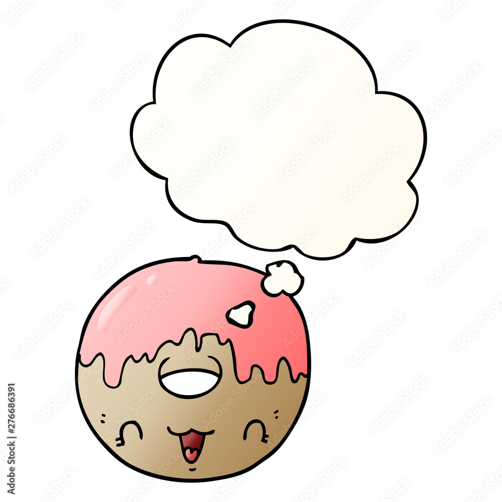 cute cartoon donut and thought bubble in smooth gradient style cute cartoon donut and thought bubble in smooth gradient style