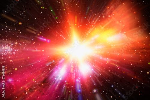 Fototapeta Naklejka Na Ścianę i Meble -  Abstract background of light explosion. Starburst. Sunbeams. The elements of this image furnished by NASA.