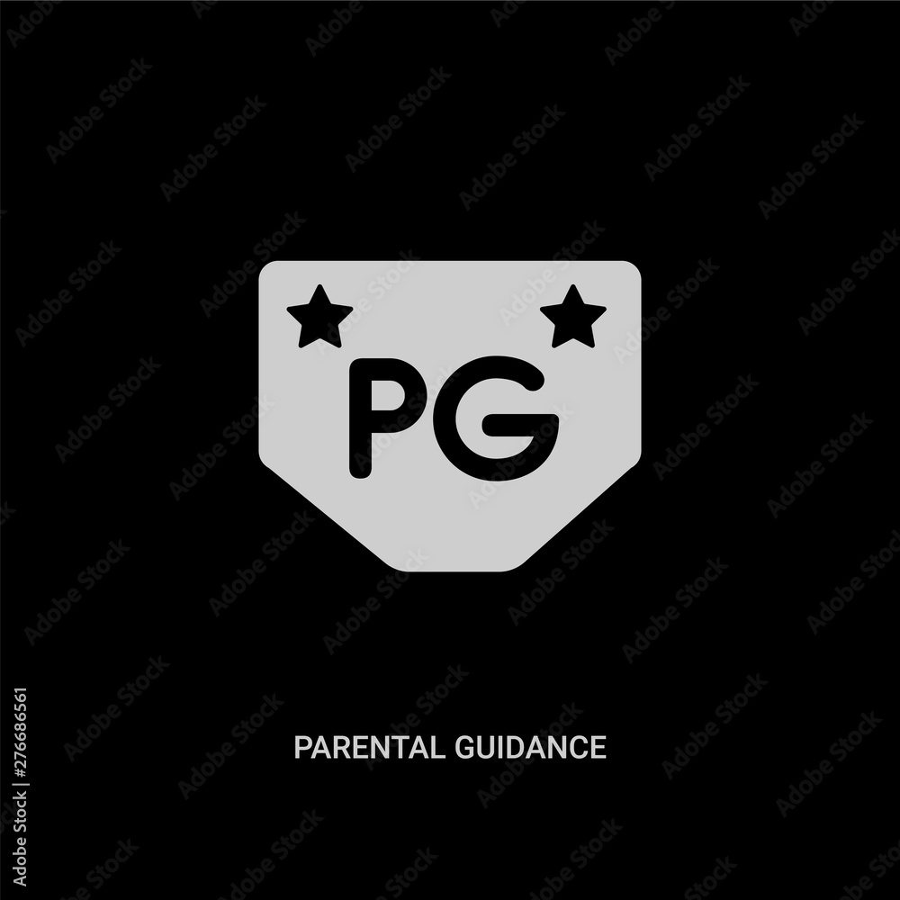 white parental guidance vector icon on black background. modern flat parental guidance from cinema concept vector sign symbol can be use for web, mobile and logo. white parental guidance vector icon on black background. modern flat parental guidance from cinema concept vector sign symbol can be use for web, mobile and logo.