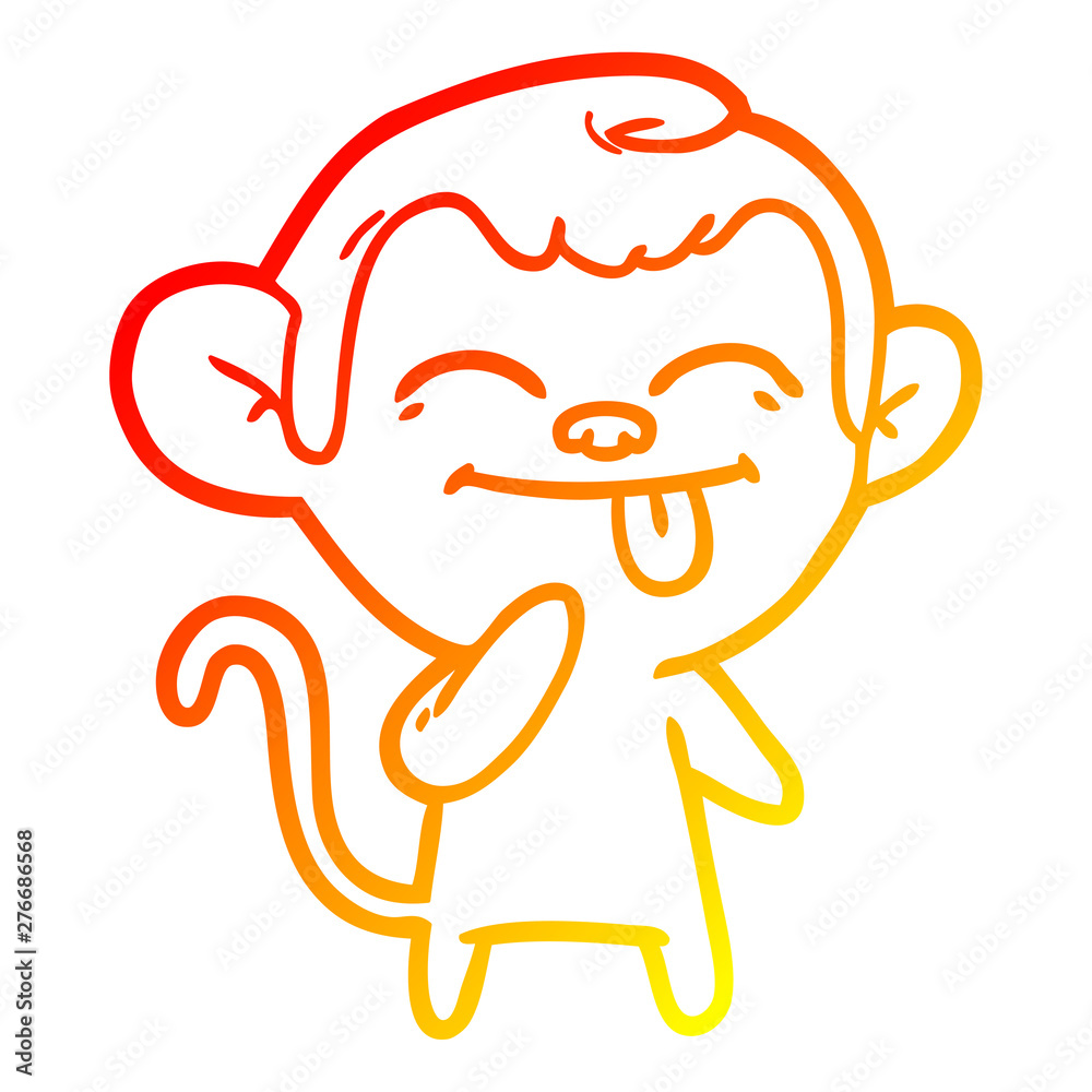 Obraz premium warm gradient line drawing funny cartoon monkey