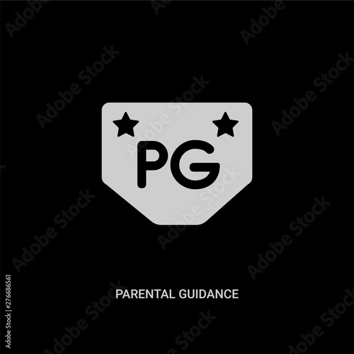 white parental guidance vector icon on black background. modern flat parental guidance from cinema concept vector sign symbol can be use for web, mobile and logo.