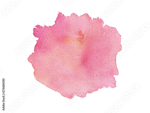 Hand painted abstract Watercolor Wet pink, coral and orange brush stroke isolated on white background. Abstract painting. design for invitation, greeting card, wedding. empty space for text