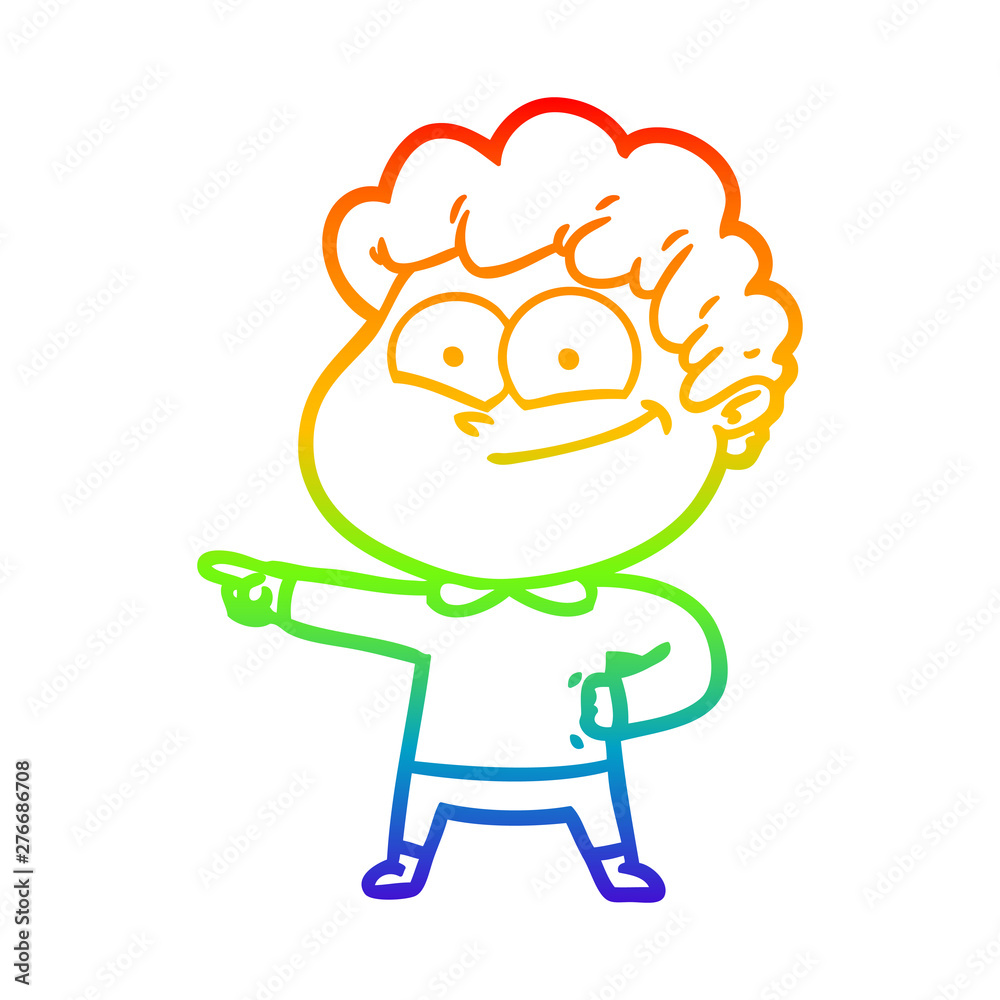 rainbow gradient line drawing cartoon happy man rainbow gradient line drawing cartoon happy man