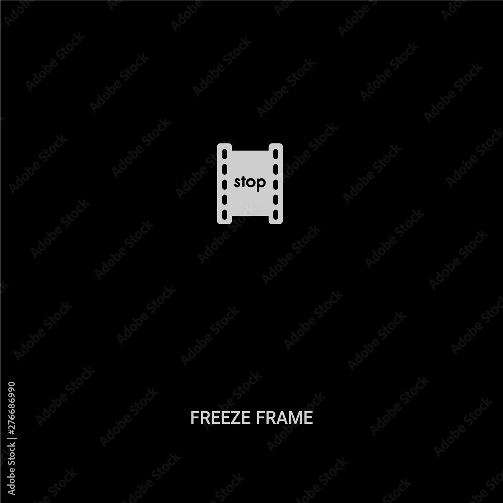 white freeze frame vector icon on black background. modern flat freeze frame from cinema concept vector sign symbol can be use for web, mobile and logo. white freeze frame vector icon on black background. modern flat freeze frame from cinema concept vector sign symbol can be use for web, mobile and logo.