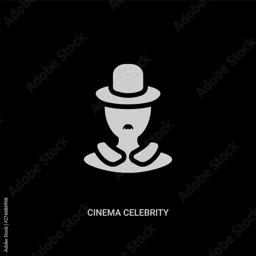 white cinema celebrity vector icon on black background. modern flat cinema celebrity from cinema concept vector sign symbol can be use for web, mobile and logo.