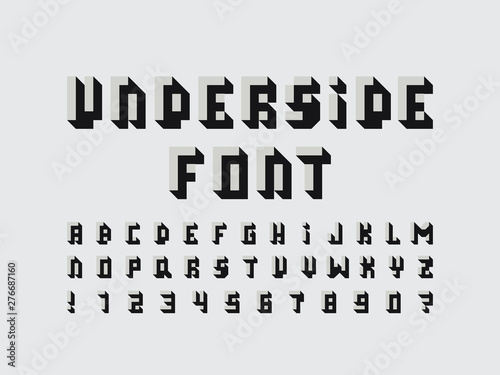 Underside font. Vector alphabet 