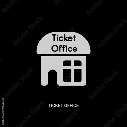 white ticket office vector icon on black background. modern flat ticket office from cinema concept vector sign symbol can be use for web, mobile and logo.