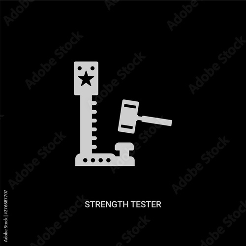 white strength tester vector icon on black background. modern flat strength tester from circus concept vector sign symbol can be use for web  mobile and logo.