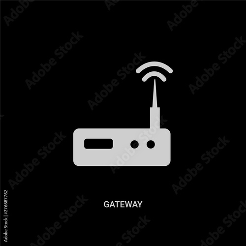 white gateway vector icon on black background. modern flat gateway from city elements concept vector sign symbol can be use for web, mobile and logo.