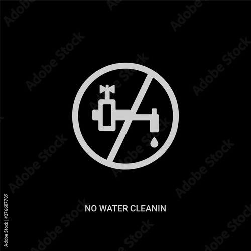 white no water cleanin vector icon on black background. modern flat no water cleanin from cleaning concept vector sign symbol can be use for web, mobile and logo.