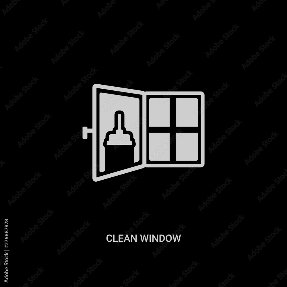 white clean window vector icon on black background. modern flat clean window from cleaning concept vector sign symbol can be use for web, mobile and logo.