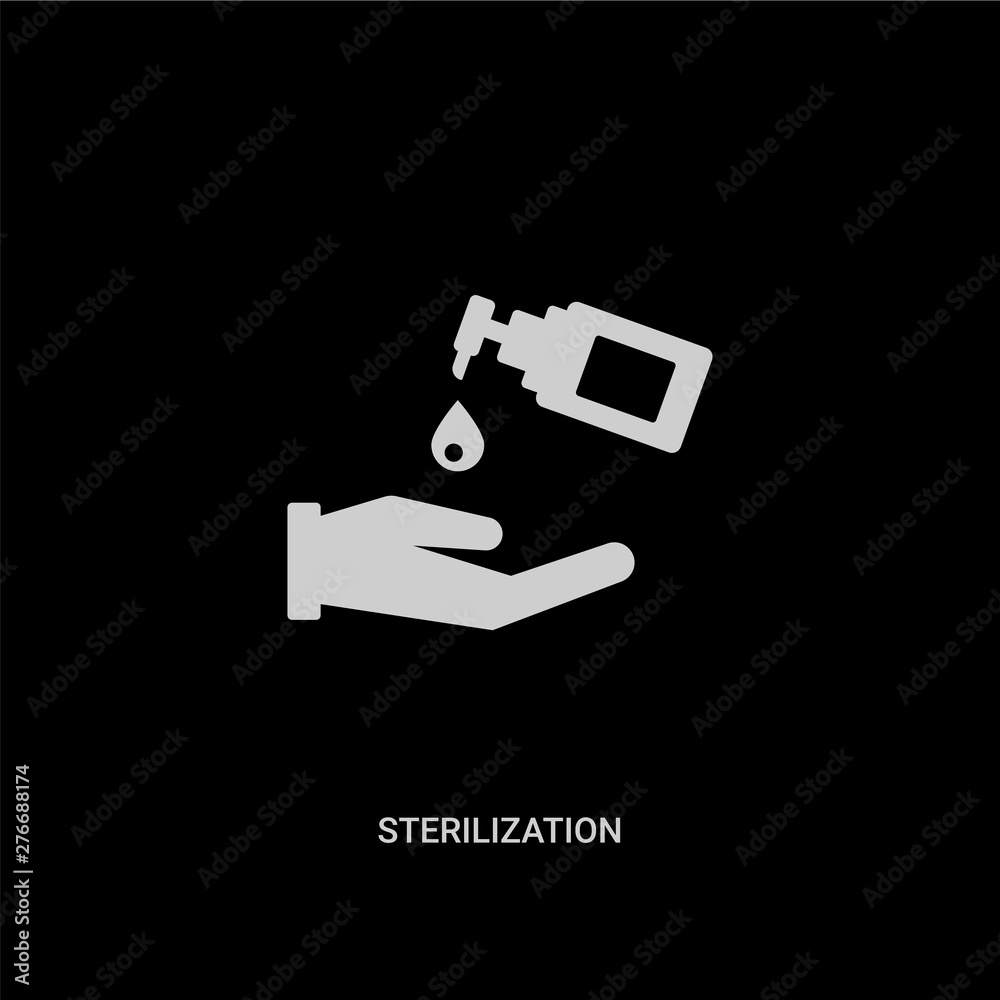 white sterilization vector icon on black background. modern flat sterilization from cleaning concept vector sign symbol can be use for web, mobile and logo. white sterilization vector icon on black background. modern flat sterilization from cleaning concept vector sign symbol can be use for web, mobile and logo.
