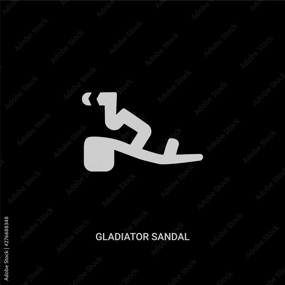 white gladiator sandal vector icon on black background. modern flat gladiator sandal from clothes concept vector sign symbol can be use for web, mobile and logo. white gladiator sandal vector icon on black background. modern flat gladiator sandal from clothes concept vector sign symbol can be use for web, mobile and logo.