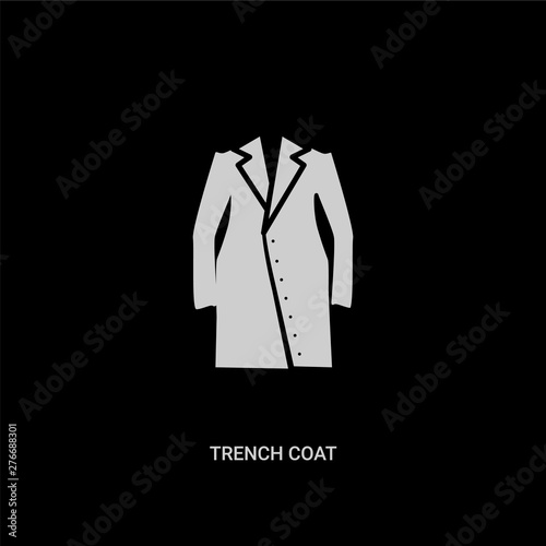 white trench coat vector icon on black background. modern flat trench coat from clothes concept vector sign symbol can be use for web, mobile and logo.