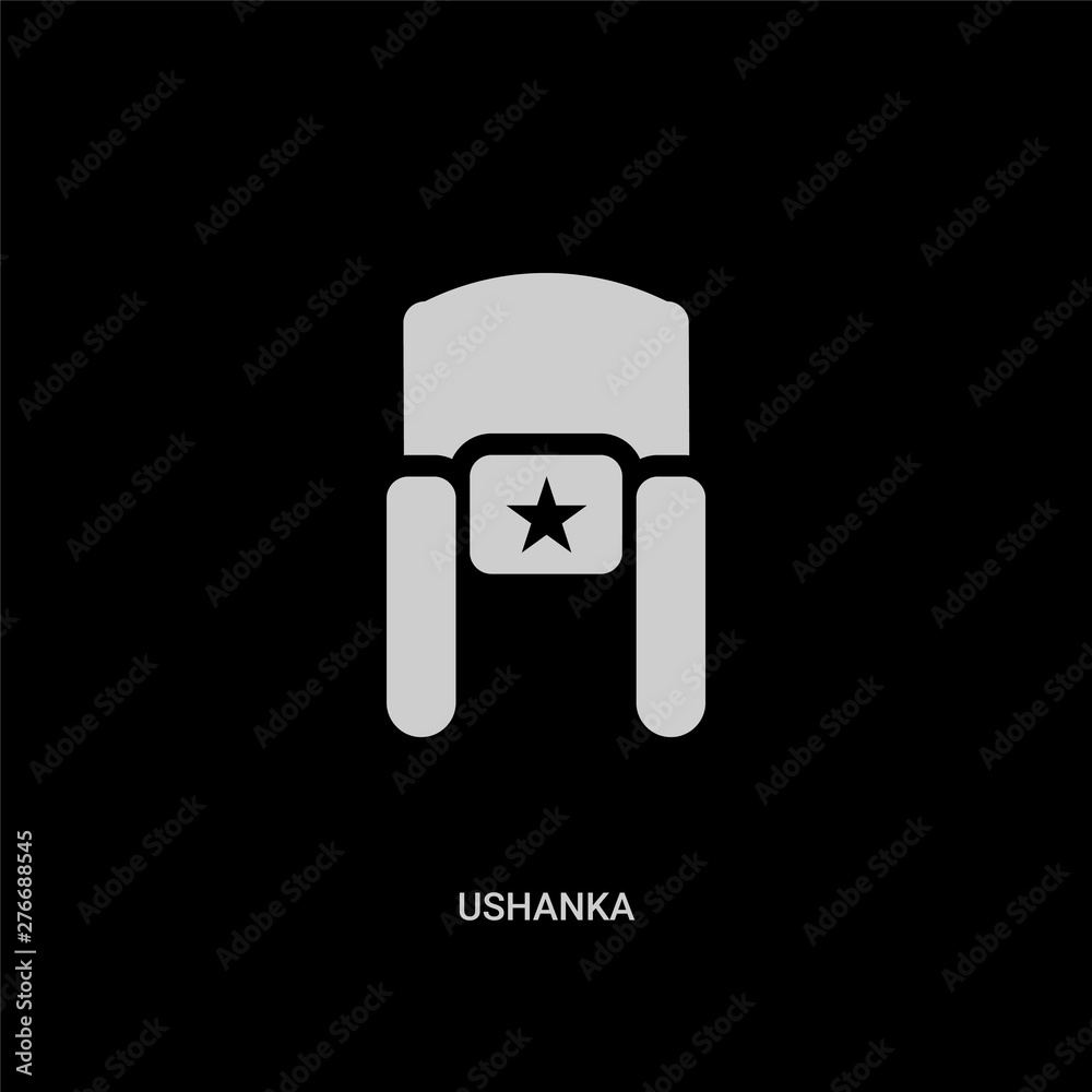 white ushanka vector icon on black background. modern flat ushanka from clothes concept vector sign symbol can be use for web, mobile and logo.