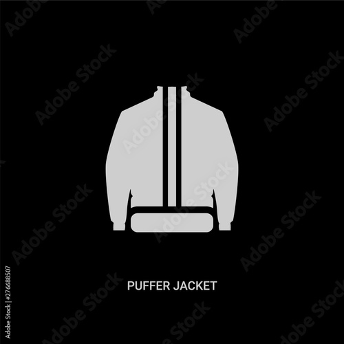 white puffer jacket vector icon on black background. modern flat puffer jacket from clothes concept vector sign symbol can be use for web, mobile and logo.