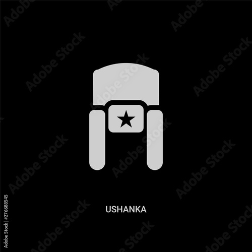white ushanka vector icon on black background. modern flat ushanka from clothes concept vector sign symbol can be use for web, mobile and logo.