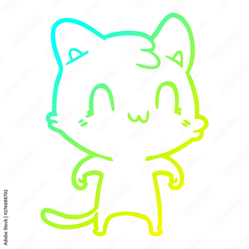 cold gradient line drawing cartoon happy cat cold gradient line drawing cartoon happy cat