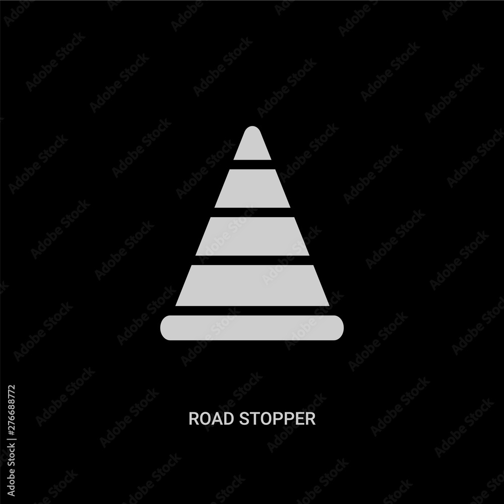 white road stopper vector icon on black background. modern flat road stopper from construction concept vector sign symbol can be use for web, mobile and logo. white road stopper vector icon on black background. modern flat road stopper from construction concept vector sign symbol can be use for web, mobile and logo.