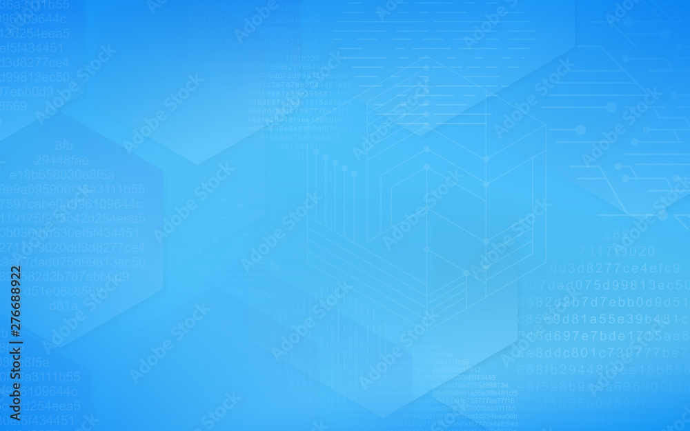Obraz premium Data technology blue background - graphic elements and numbers combined into composition
