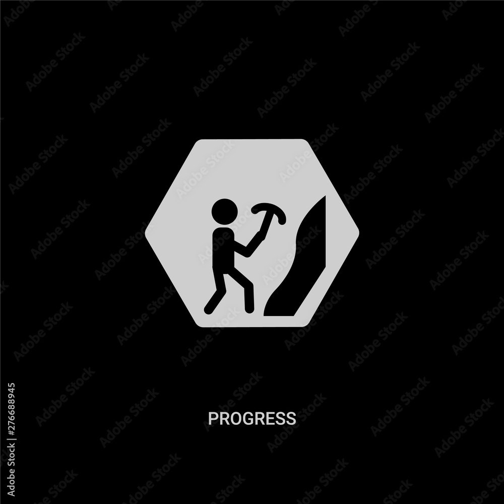 Fototapeta premium white progress vector icon on black background. modern flat progress from construction concept vector sign symbol can be use for web, mobile and logo.