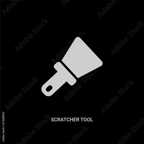 white scratcher tool vector icon on black background. modern flat scratcher tool from construction tools concept vector sign symbol can be use for web, mobile and logo.