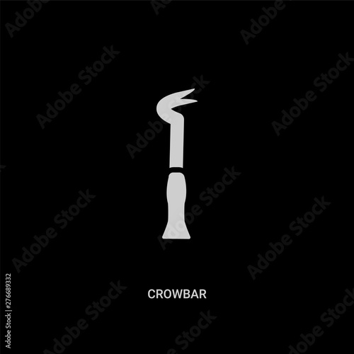 white crowbar vector icon on black background. modern flat crowbar from construction tools concept vector sign symbol can be use for web, mobile and logo.