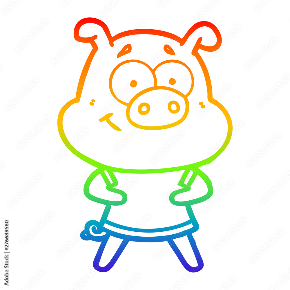 rainbow gradient line drawing happy cartoon pig rainbow gradient line drawing happy cartoon pig