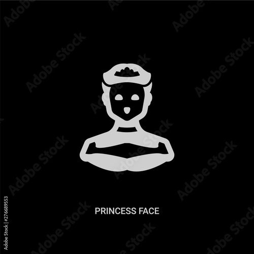 white princess face vector icon on black background. modern flat princess face from people concept vector sign symbol can be use for web, mobile and logo.