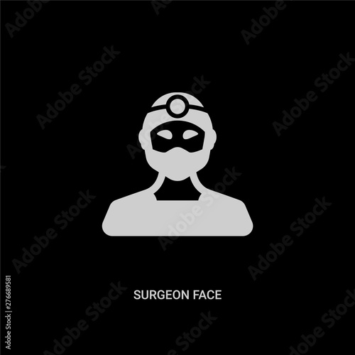 white surgeon face vector icon on black background. modern flat surgeon face from people concept vector sign symbol can be use for web, mobile and logo.