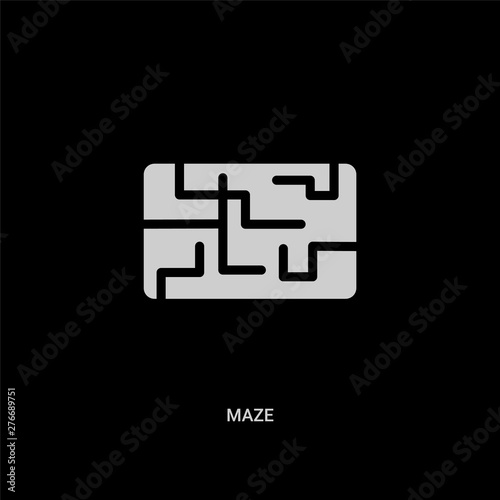 white maze vector icon on black background. modern flat maze from people skills concept vector sign symbol can be use for web, mobile and logo.