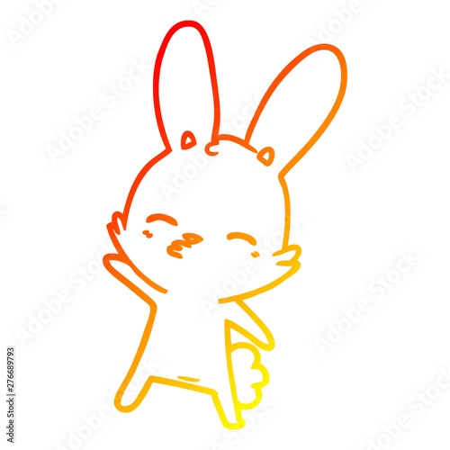 warm gradient line drawing curious bunny cartoon
