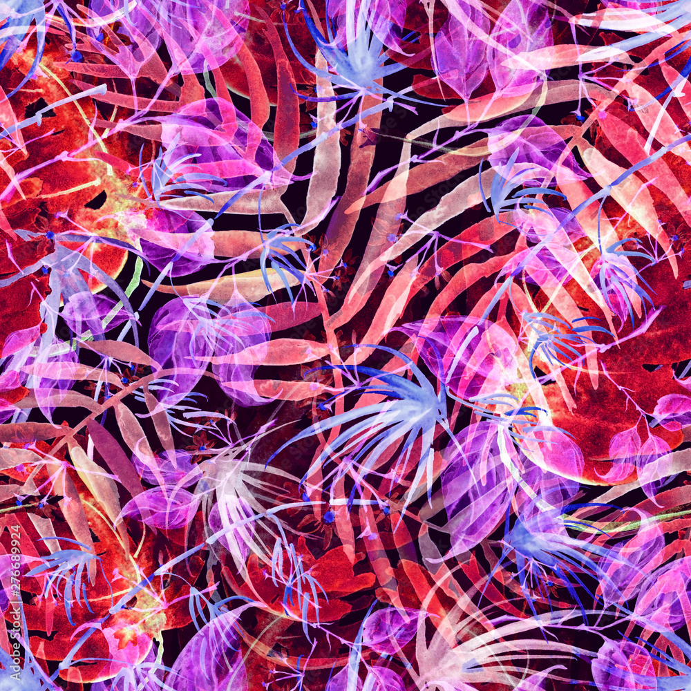 Watercolor Tropical leaves. leaves of a tree, palms, bamboo, branch, flower, abstract splash. Watercolor abstract seamless background, pattern, spot, splash of paint, blot, divorce, color. Tropic Watercolor Tropical leaves. leaves of a tree, palms, bamboo, branch, flower, abstract splash. Watercolor abstract seamless background, pattern, spot, splash of paint, blot, divorce, color. Tropic