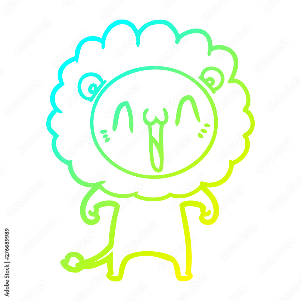 cold gradient line drawing happy cartoon lion cold gradient line drawing happy cartoon lion