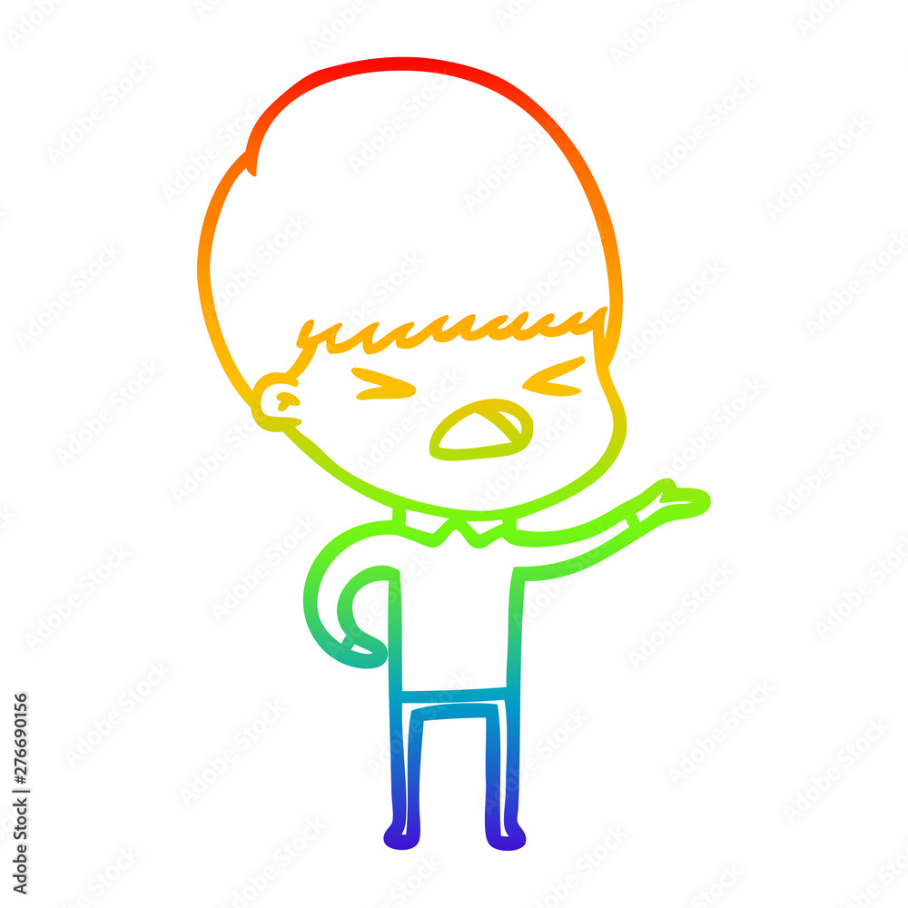 rainbow gradient line drawing cartoon stressed man rainbow gradient line drawing cartoon stressed man