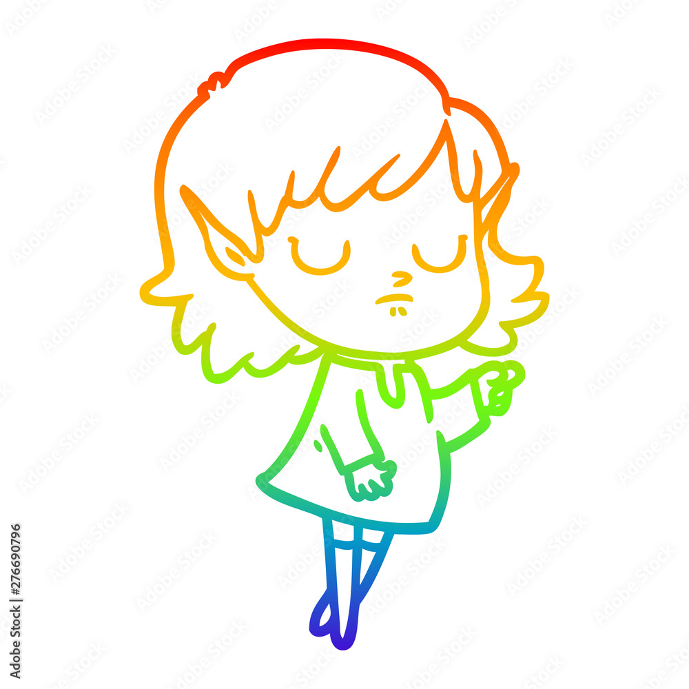 rainbow gradient line drawing cartoon elf girl rainbow gradient line drawing cartoon elf girl