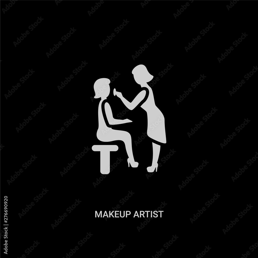 white makeup artist vector icon on black background. modern flat makeup artist from professions and jobs concept vector sign symbol can be use for web, mobile and logo.