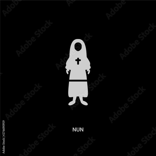 white nun vector icon on black background. modern flat nun from professions and jobs concept vector sign symbol can be use for web, mobile and logo.