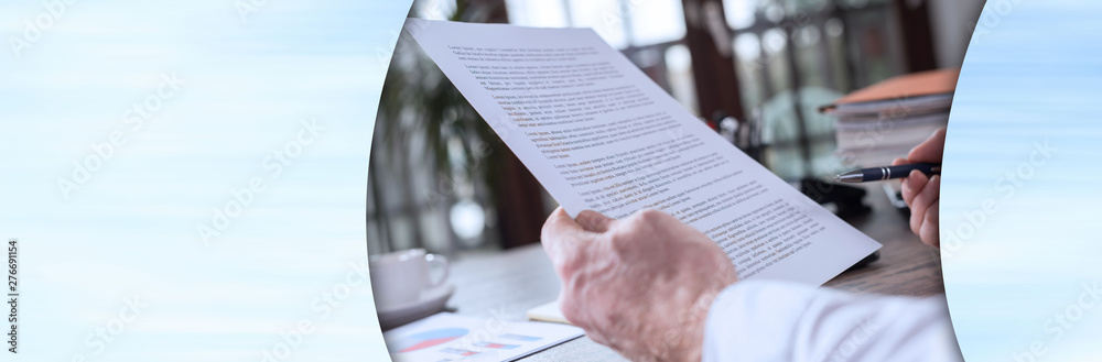 Checking a document. panoramic banner Checking a document. panoramic banner
