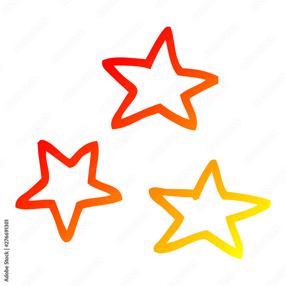 warm gradient line drawing cartoon of three stars warm gradient line drawing cartoon of three stars