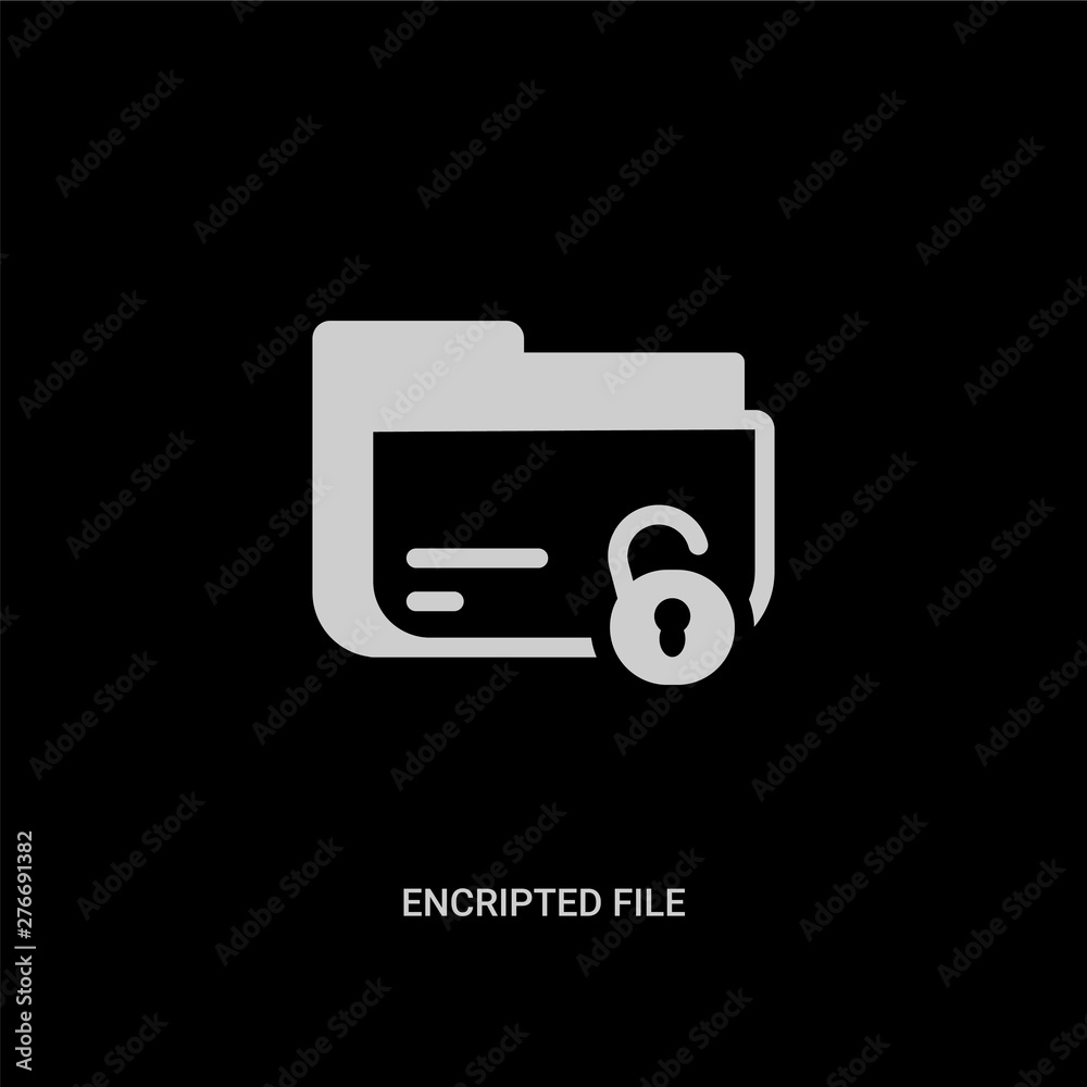 white encripted file vector icon on black background. modern flat encripted file from programming concept vector sign symbol can be use for web, mobile and logo. white encripted file vector icon on black background. modern flat encripted file from programming concept vector sign symbol can be use for web, mobile and logo.