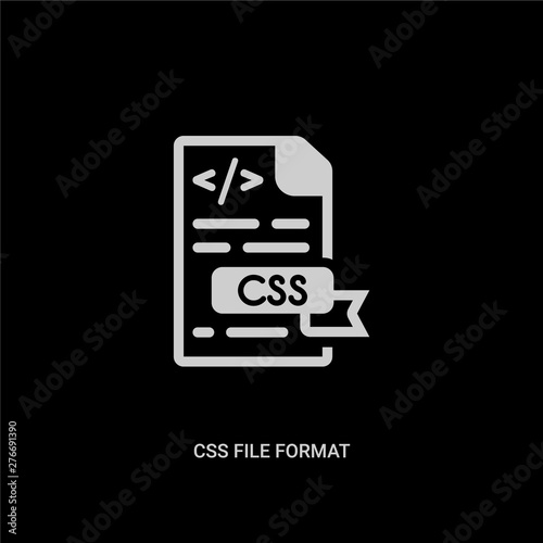 white css file format vector icon on black background. modern flat css file format from programming concept vector sign symbol can be use for web, mobile and logo.