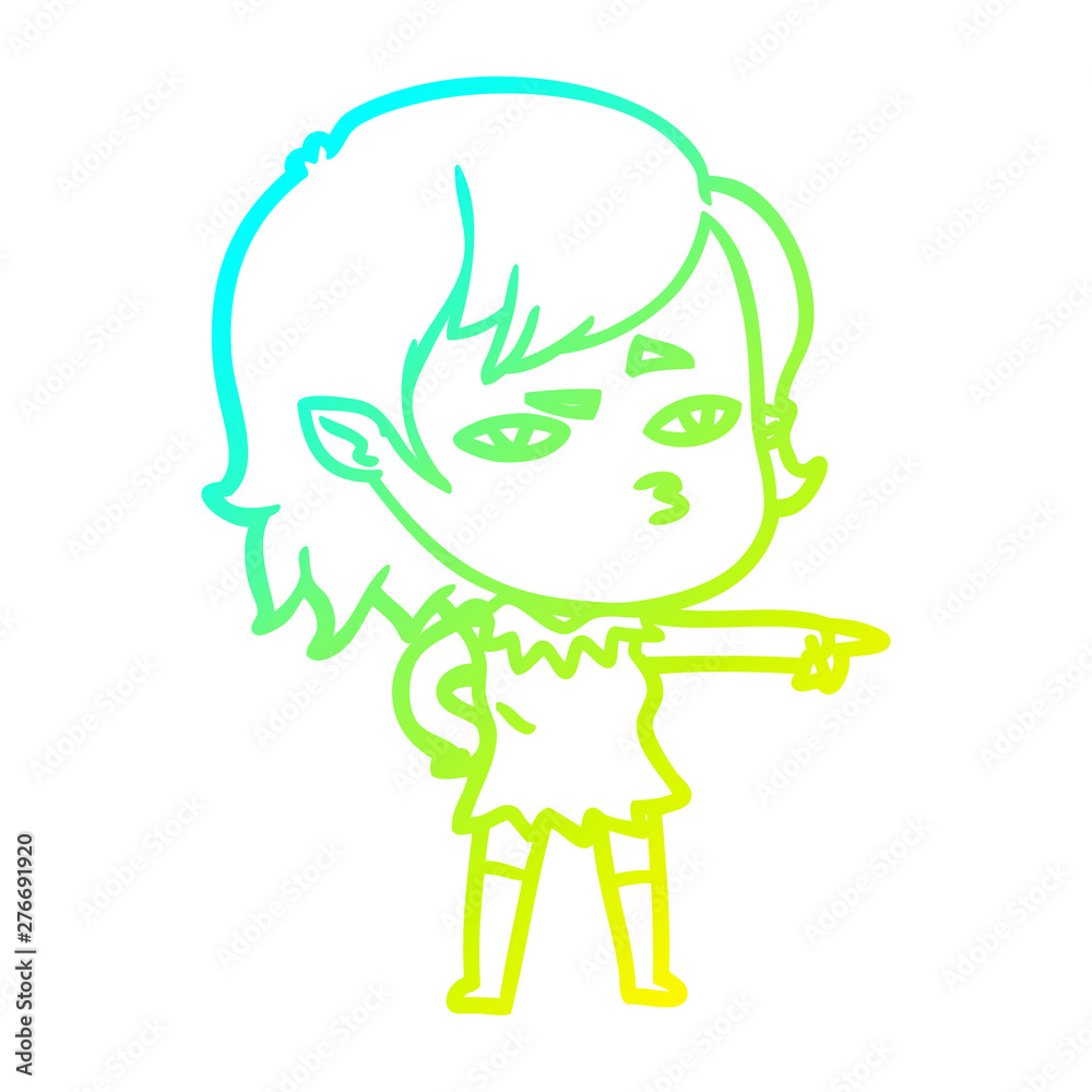 cold gradient line drawing cartoon vampire girl cold gradient line drawing cartoon vampire girl