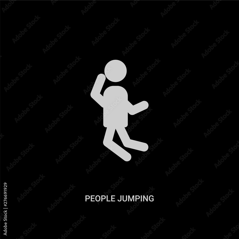 white people jumping vector icon on black background. modern flat people jumping from recreational games concept vector sign symbol can be use for web, mobile and logo. white people jumping vector icon on black background. modern flat people jumping from recreational games concept vector sign symbol can be use for web, mobile and logo.
