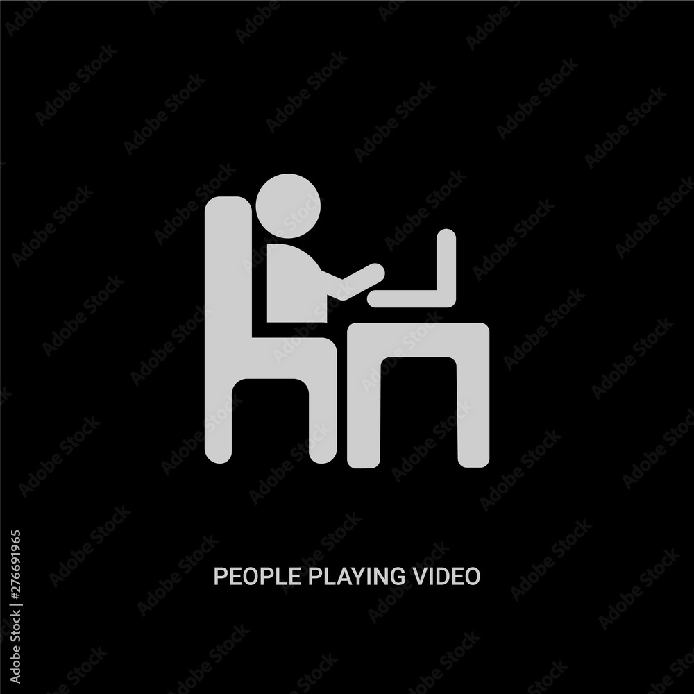 white people playing video game vector icon on black background. modern  flat people playing video game from recreational games concept vector sign  symbol can be use for web, mobile and logo. Stock
