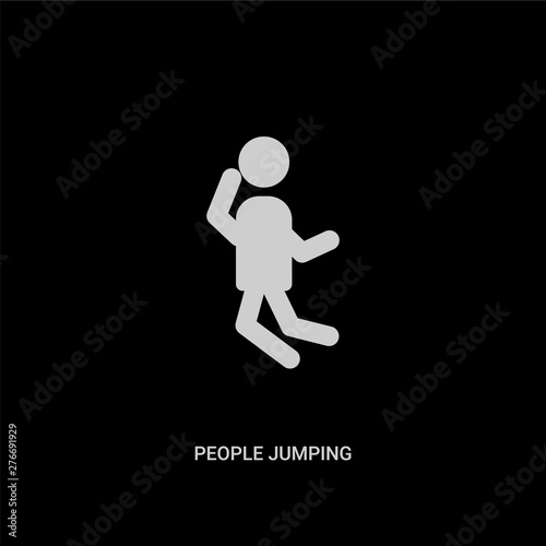 white people jumping vector icon on black background. modern flat people jumping from recreational games concept vector sign symbol can be use for web, mobile and logo. © Meth Mehr