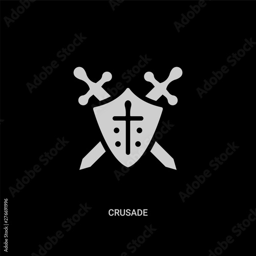 white crusade vector icon on black background. modern flat crusade from religion concept vector sign symbol can be use for web, mobile and logo.
