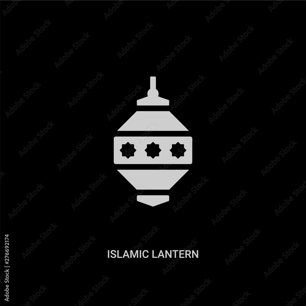 Fototapeta premium white islamic lantern vector icon on black background. modern flat islamic lantern from religion concept vector sign symbol can be use for web, mobile and logo.